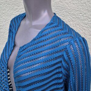 Chico's Travelers Collection Ladies Stylish See-Tru Blue Travelers Coat/Cardigan